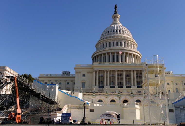 Image: Construction of the ceremonial stand at the Capitol building