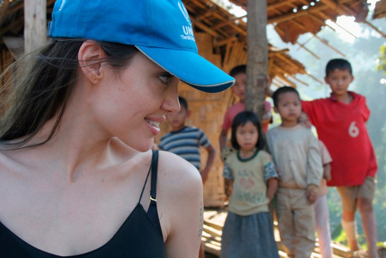 Image: Angelina Jolie seen with refugee children