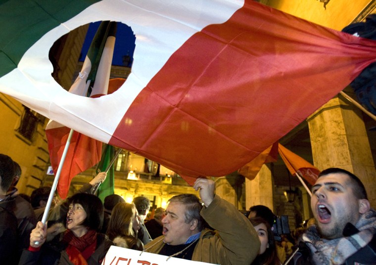 Image: demonstrators in Rome