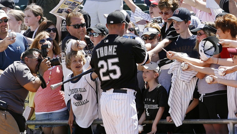 Image:  Chicago White Sox's Jim Thome signs autographs