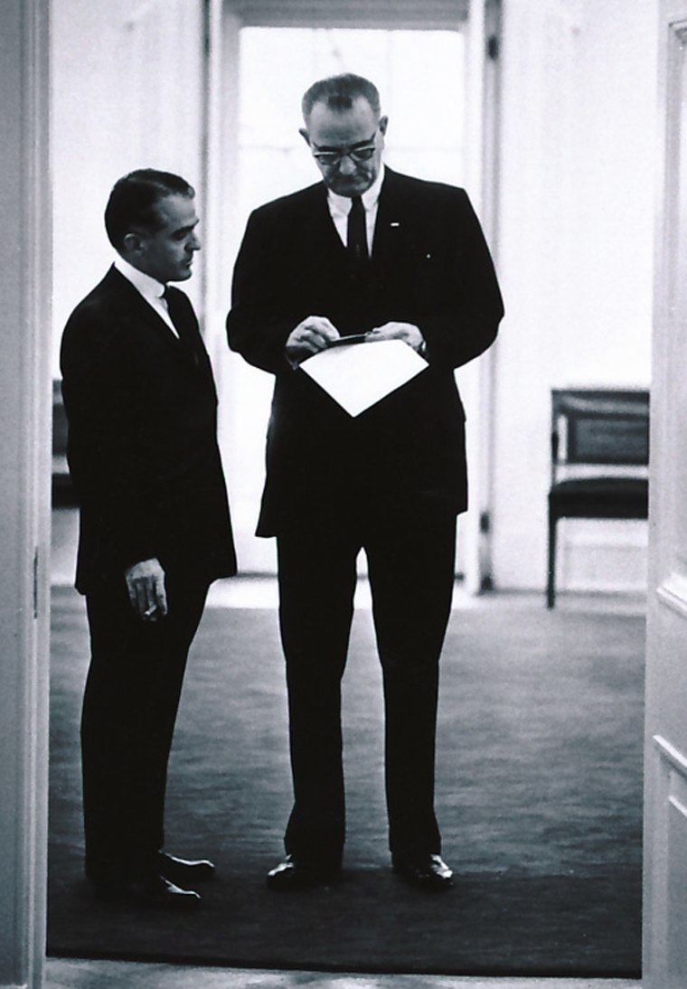 Image: President Lyndon Johnson with his close aide, Jack Valenti