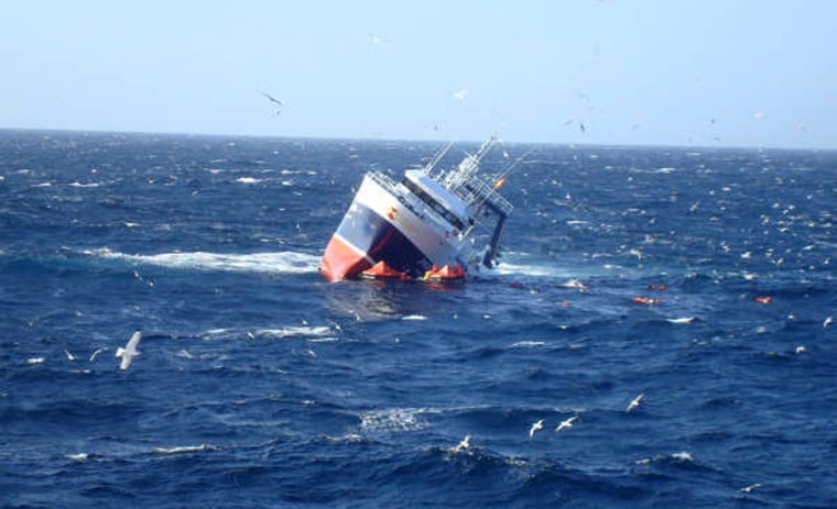 Image: Spanish fishing trawler Monte Galineiro sinking