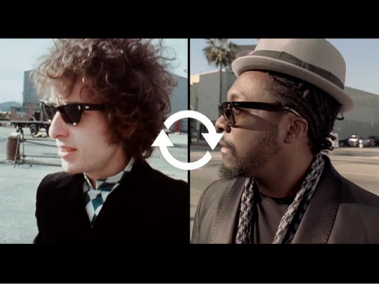 **ADVANCE FOR MONDAY, MARCH 2** In this still image from video provided by Pepsi-Cola North America Beverages, Bob Dylan and will.i.am are seen in the Pepsi commercial \"Refresh Anthem.\" (AP Photo/Pepsi-Cola North America Beverages) **NO SALES**
