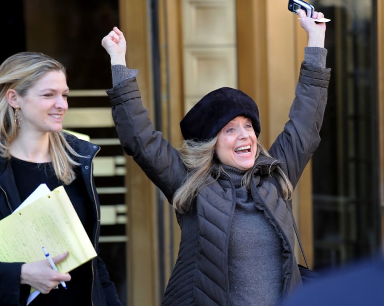 Image: Miriam Siegman celebrates outside Federal Court