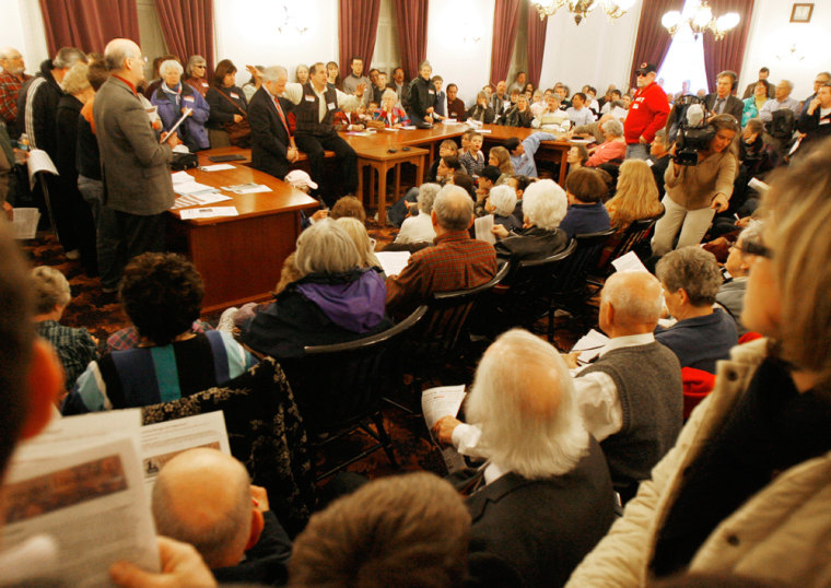 Image: A room at the Statehouse is filled with gay marriage opponents in Montpelier, Vt.