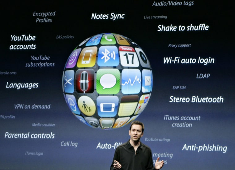 Image: Scott Forstall displays Apple Inc iPhone 3.0 OS software applications