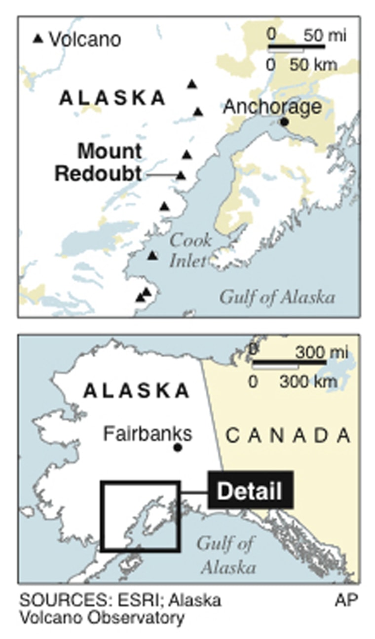 Image: Map showing location of Mount Redoubt in Alaska