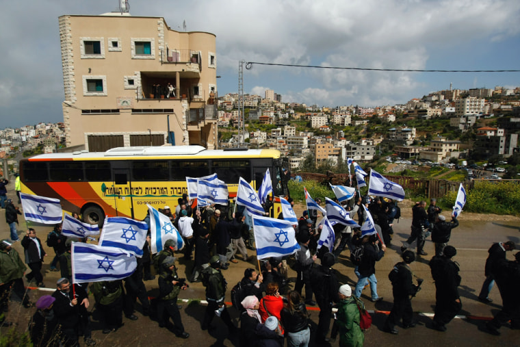 Image: right-wing Israelis hold a march