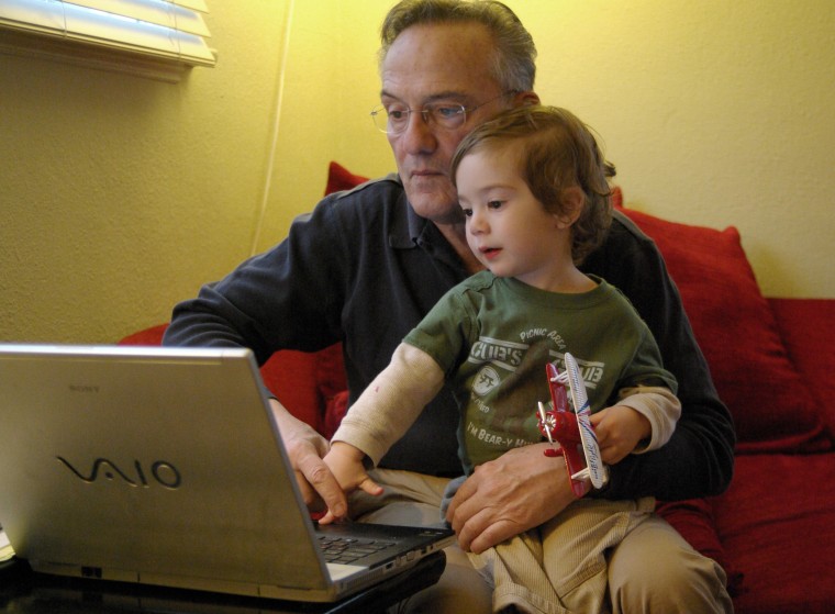 My 2-year-old son Oz and his grandfather, Robert Benedetti, get their game on with a few rounds of "Peggle."