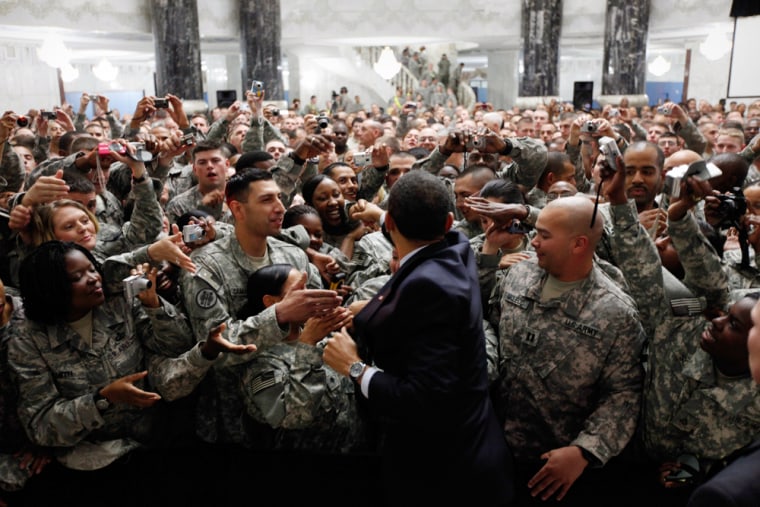 Image: President Obama with troops in Iraq