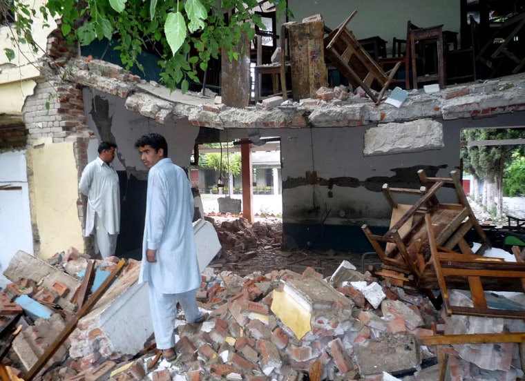 Image: government school wrecked by militant