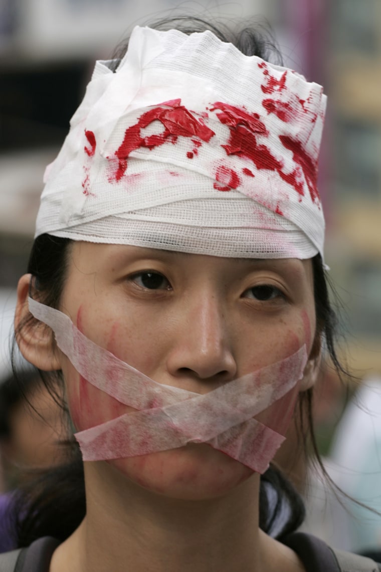 Image: Protester at Hong Kong protest ahead of Tiananmen Square anniversay