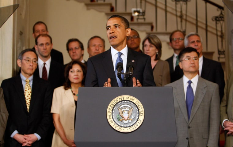 Image: Barack Obama, Steven Chu, Hilda Solis, Gary Locke