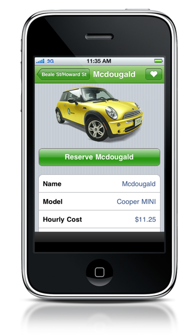Image: Zipcar reservation on iPhone