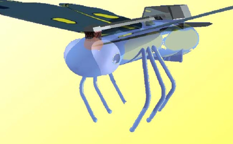 Image: drawing of experimental robot insect cyborgs or \"cybugs\" that could work as spies.