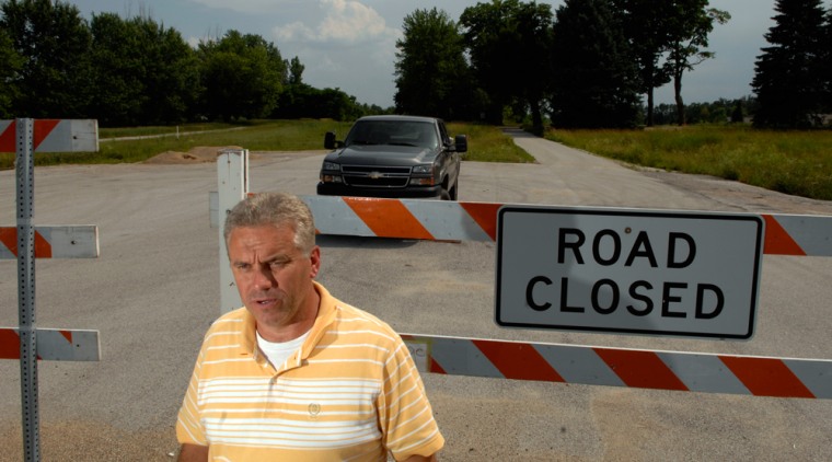 Elkhart, Indiana Elkhart, Indiana Jeff Taylor, Division Manager for the Department of Public Services, Highway Division in Elkhart County, stands where CR 17 & CR 28 meet. The extension of CR 17 is truly a shovel-ready project for the county. They own the land, have approved plans and are ready to start construction. Federal stimulus money for the project would mean that the County's existing funds earmarked for the construction could instead be used against their operating budget and salaries. The mountains of Federal red-tape are slowing the process, according to Taylor. Photos by John Makely/ msnbc.com Photos by John Makely/ msnbc.com