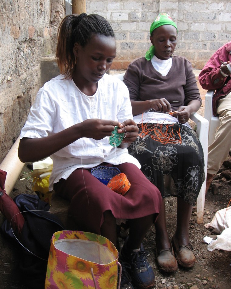 Image: Women in Africa start their own business with materials sent to them by Hope Craft.