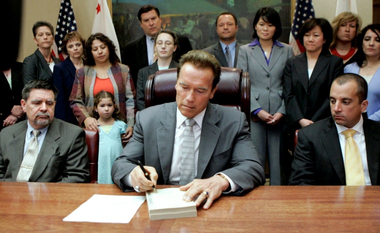 Image: Calif. Gov. Arnold Schwarzenegger signing the budget