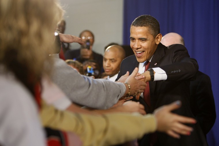 Image: Barack Obama visits Elkhart, Ind., in 2009