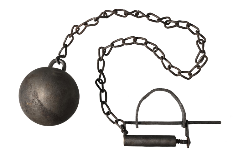 Image of Ball and chain worn by the slave, Peggy, 1820-23 (iron