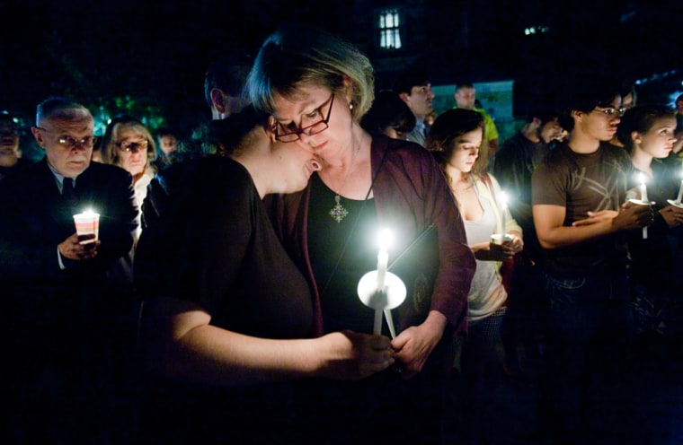 Image: Annie Le's roommate is comforted by Yale Univ. Chaplain