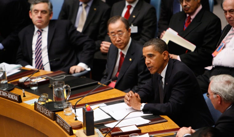 Image: Barack Obama, Gordon Brown, Ban Ki-moon