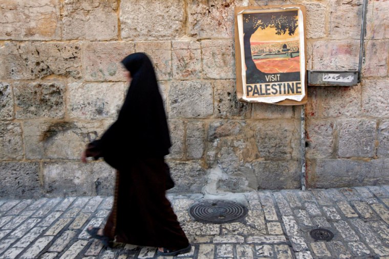 Image: Visit Palestine tourism poster in Jerusalem Old City