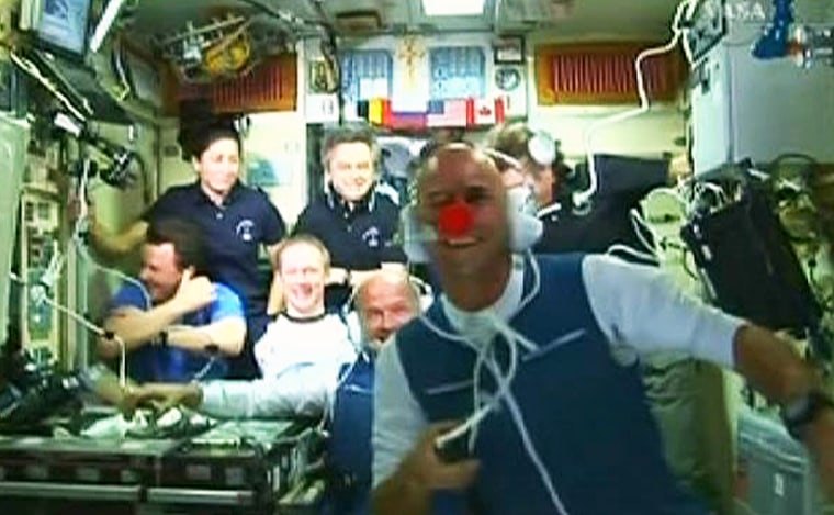 Image: Laliberte and crewmates on space station