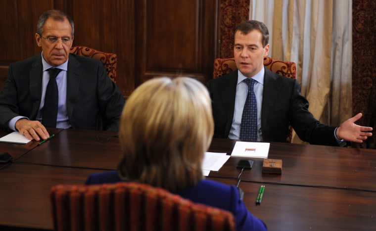 Image: Hillary Rodham Clinton, Dmitry Medvedev, Sergey Lavrov