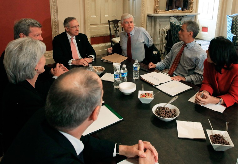 Image: Reid, Baucus And Chris Dodd Meet After Democratic Caucus Luncheon