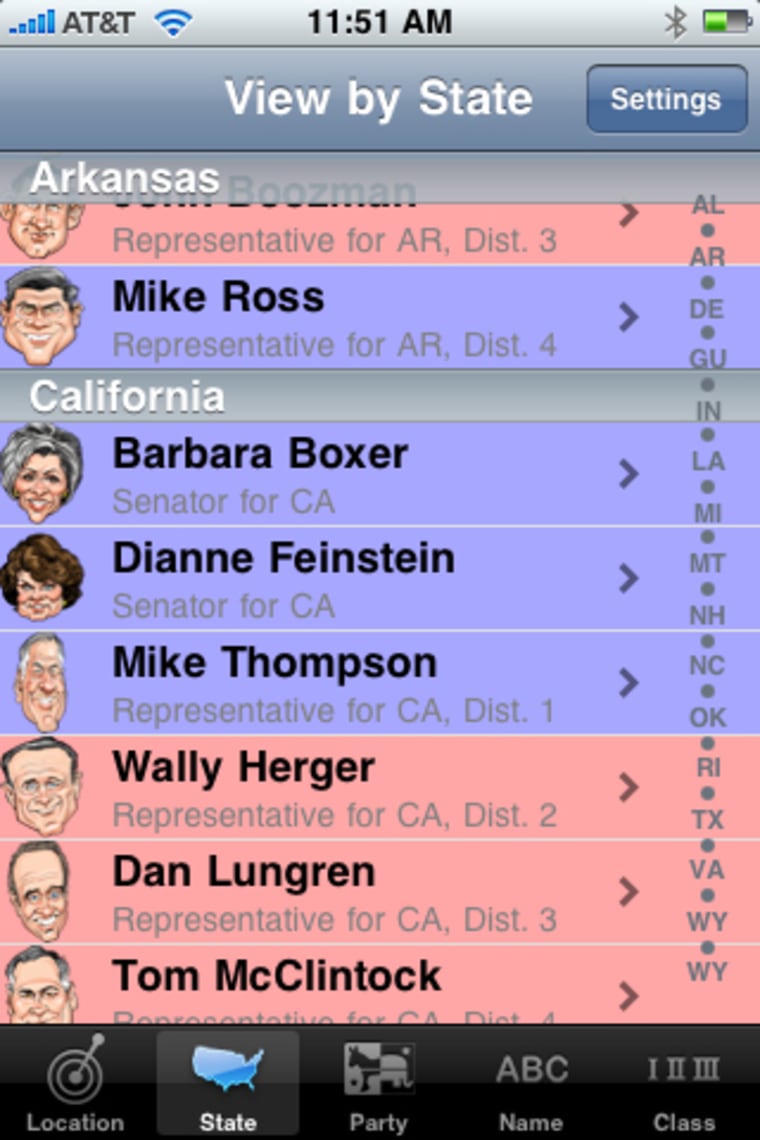 This screenshot is the example of "offensive" content that Apple gave in rejecting the " Bobble Rep" app, which works as a directory of every member of Congress.