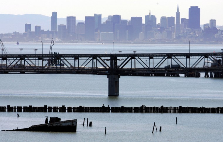 Image: Richmond Bridge in Richmond, Calif. with San Francisco in background.
