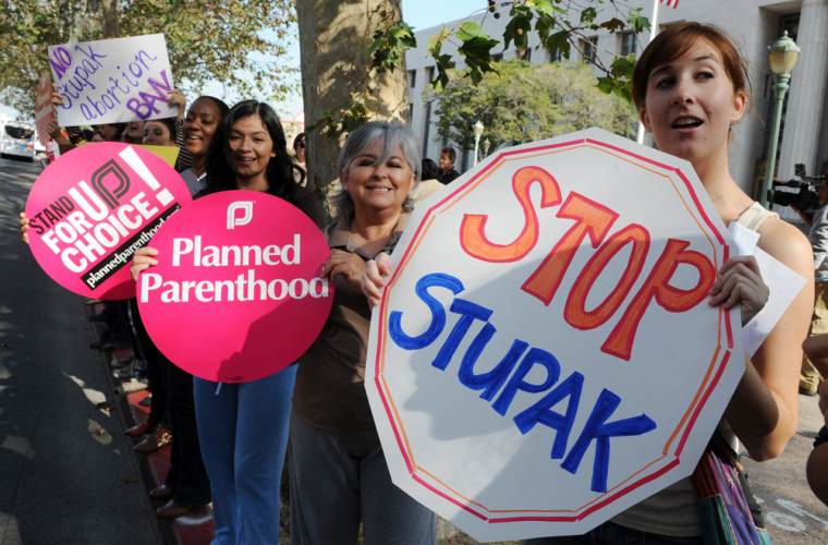 Image: Planned Parenthood women's rights group protests against the Stupak Ammendment