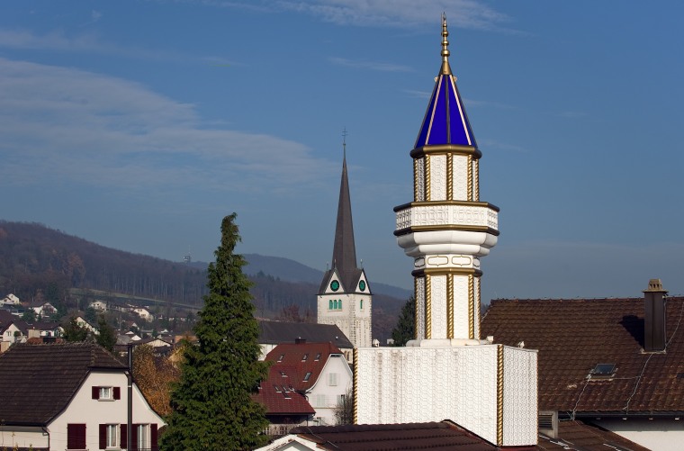 Image: Minaret atop a Turkish cultural center in Wangen bei Olten, Switzerland