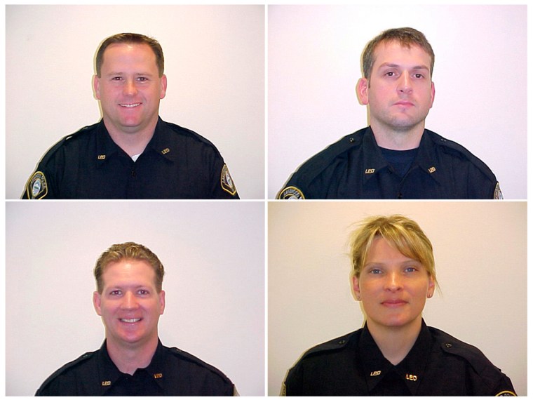 Image: Handout photo of Lakewood Police officers Richards, Renninger, Griswold and Owens, who were shot and killed at a coffee shop in Tacoma
