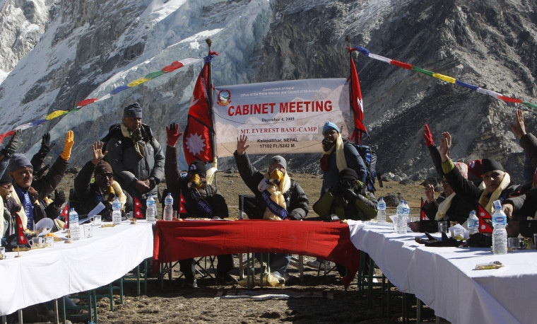 Image: Nepal's Cabinet meets on Mount Everest