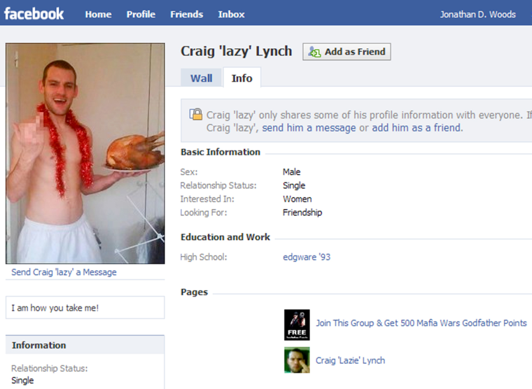 Image: The facebook page of Craig 'lazy' Lynch