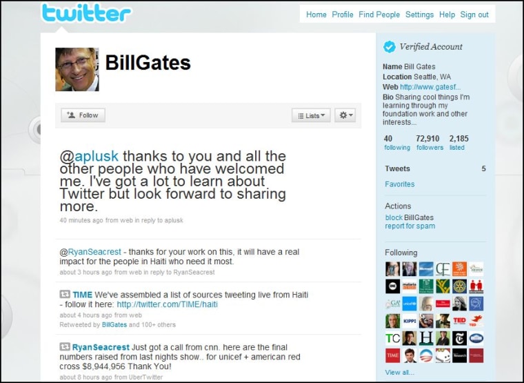 Image: Bill Gates' page on Twitter