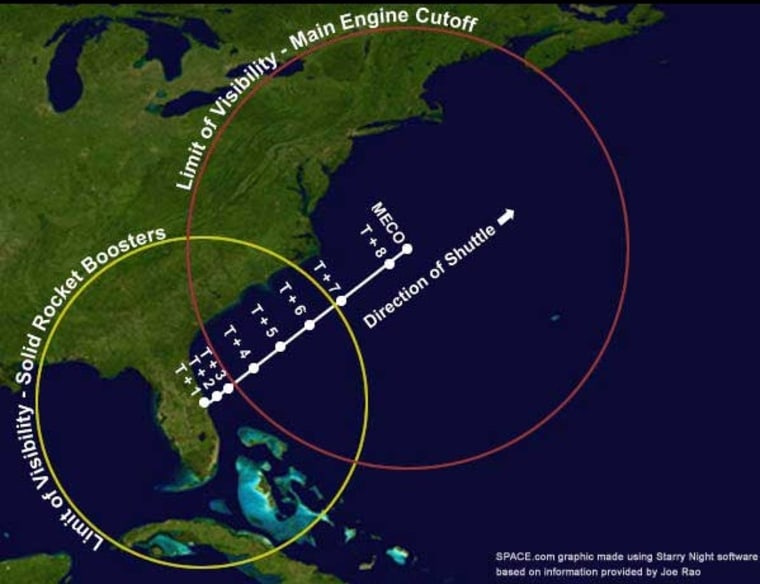 Image: Map of visibility for space shuttle's last night flight