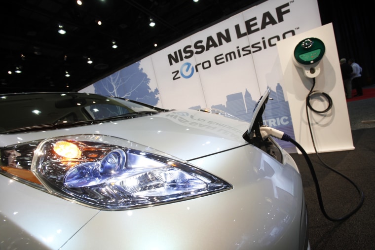 Image: The Nissan Leaf electric car is seen at the North American International Auto Show in Detroit