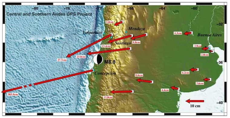 Image: Map shows how Chile quake moved plates