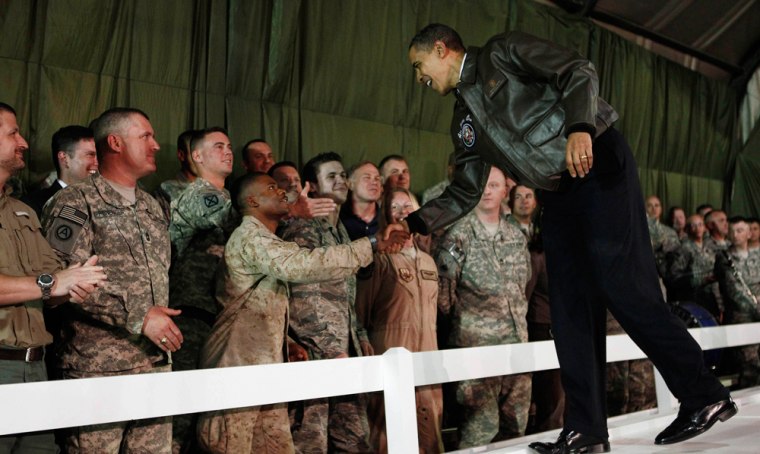 Image: U.S. President Obama meets with troops at Bagram Air Force Base in Kabul