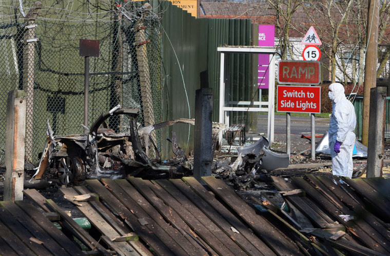 Image: Bomb damage at a British army base