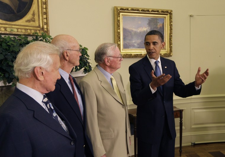 Image: Barack Obama, Neil Armstrong, Michael Collins, Buzz Aldrin