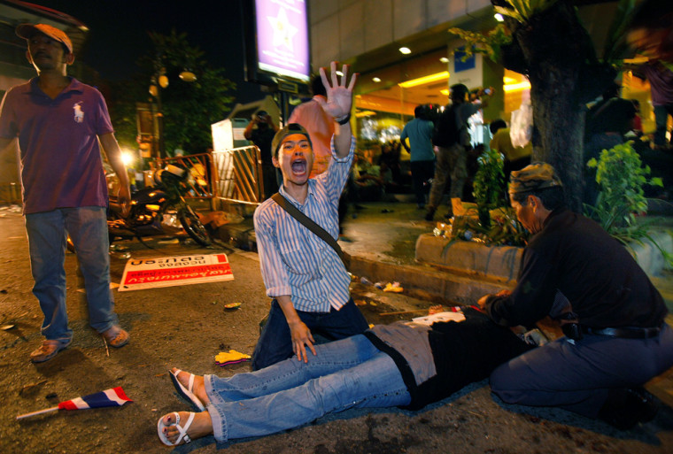 Image: Injured woman at Bangkok protest