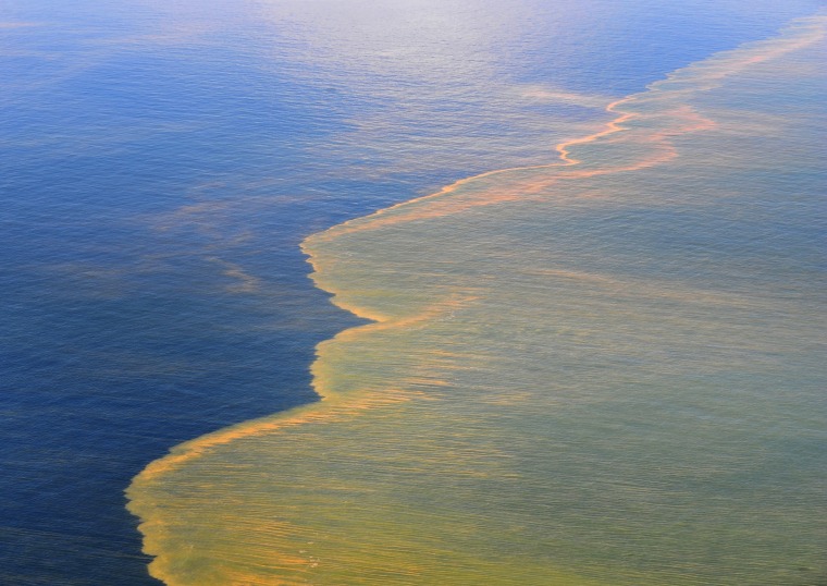 Aerial view of the Deepwater Horizon oil spill off the coast of Mobile, Alabama