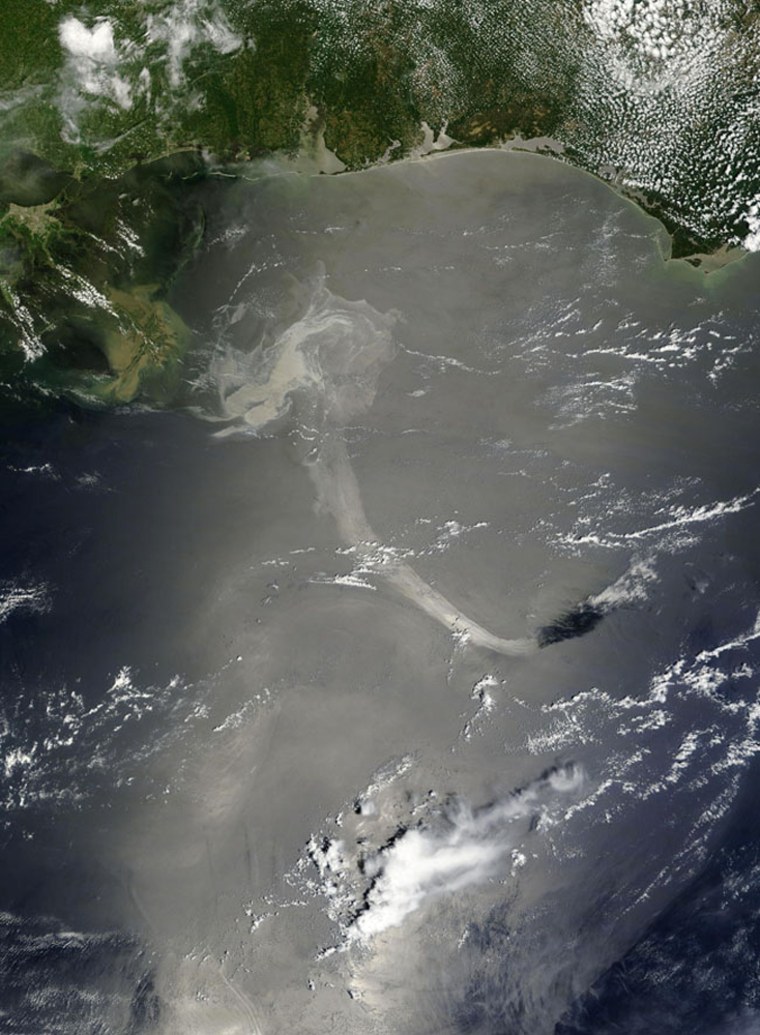 Image: NASA's Terra satellite captured a visible satellite image of the Gulf oil spill