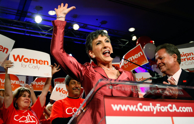 Image: Carly Fiorina  celebrates her primary win