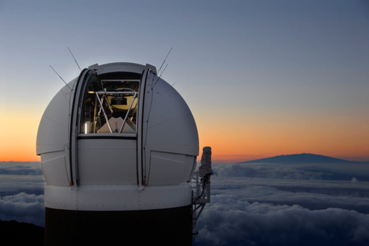 The PS1 Observatory on Haleakala, Maui just before sunrise. The new telescope is billed as the world's largest digital camera and is scanning the night sky for potentially dangerous asteroids. 