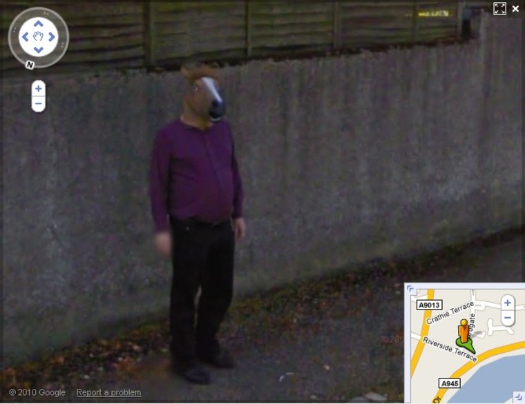 Image: Google Street View of masked \"horse boy\"
